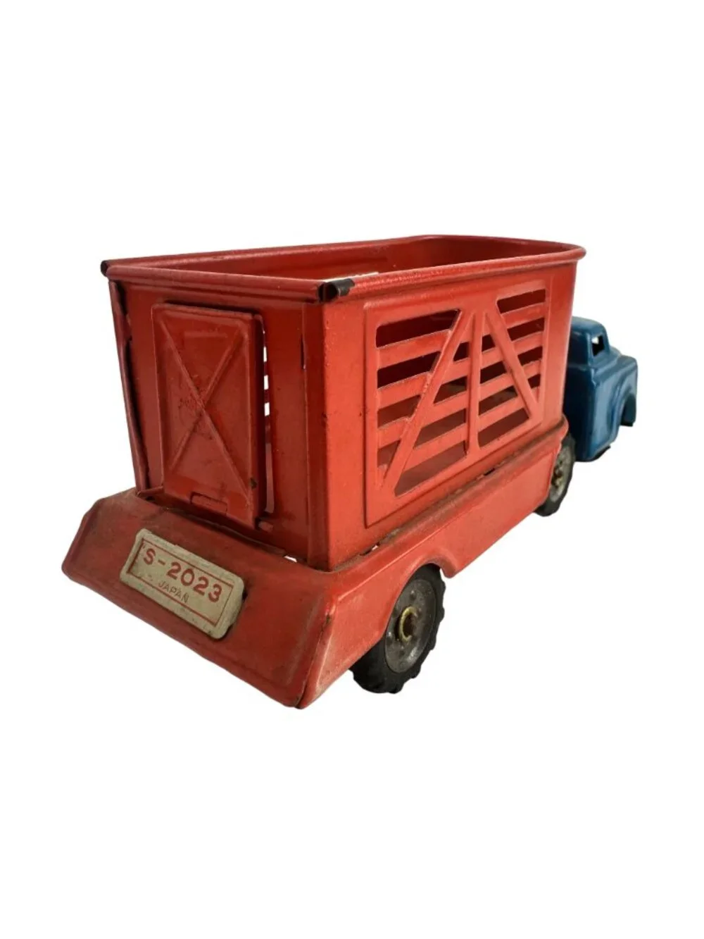 Vintage Unbranded Truck with Animal Trailer Die Cast Tin Metal Model Japan